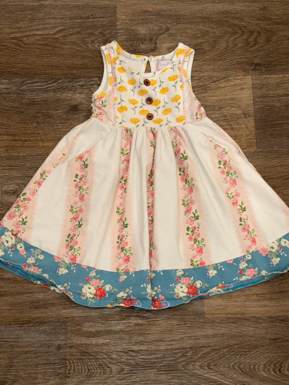 SweetHoney White Floral Women’s Top with Pink Trim